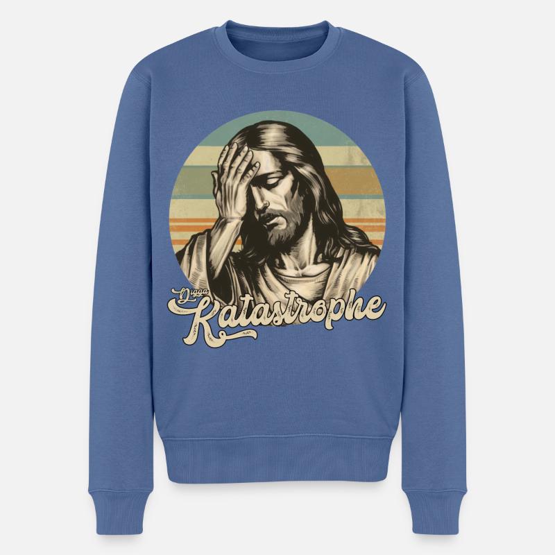 Jesus Digga Katastrophe - Männer Premium Bio Pullover - Taubenblau