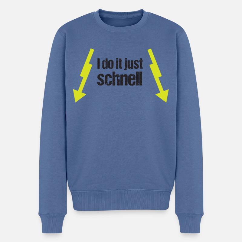 do it schnell - Männer Premium Bio Pullover - Taubenblau