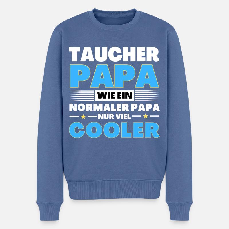 Taucher Papa wie ein normaler nur viel cooler - Männer Premium Bio Pullover - Taubenblau
