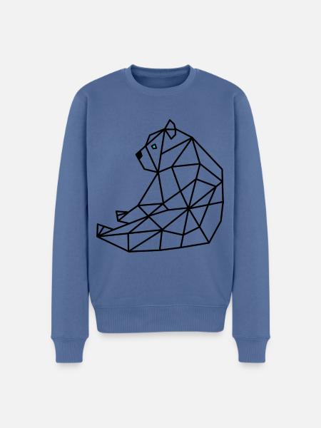 Bear Geometric Line - Men's Premium Organic Jumper - stone blue