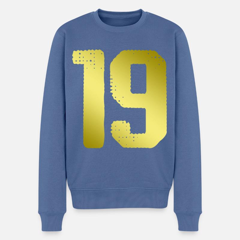 19 Zahl Trikot - Männer Premium Bio Pullover - Taubenblau