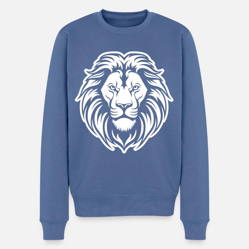 Löwe Kopf - Männer Premium Bio Pullover - Taubenblau