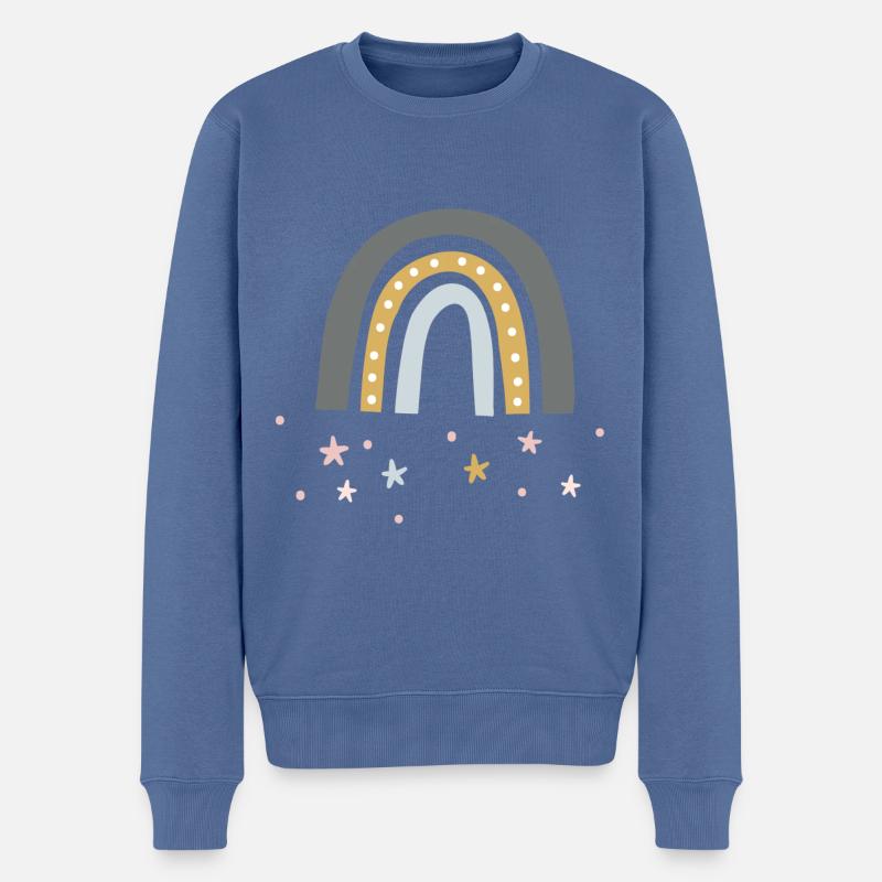 Regenbogen Jungendesign - Männer Premium Bio Pullover - Taubenblau
