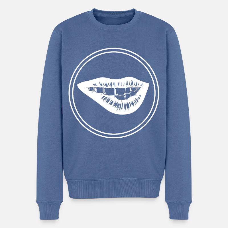 Lèvres symbole Beauté - Pull Premium bio Homme - bleu pigeon