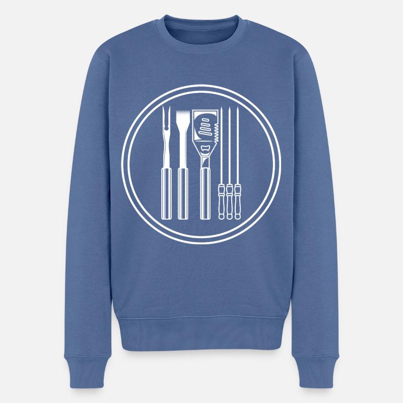 Grillzange Grillen Symbol Besteck - Männer Premium Bio Pullover - Taubenblau