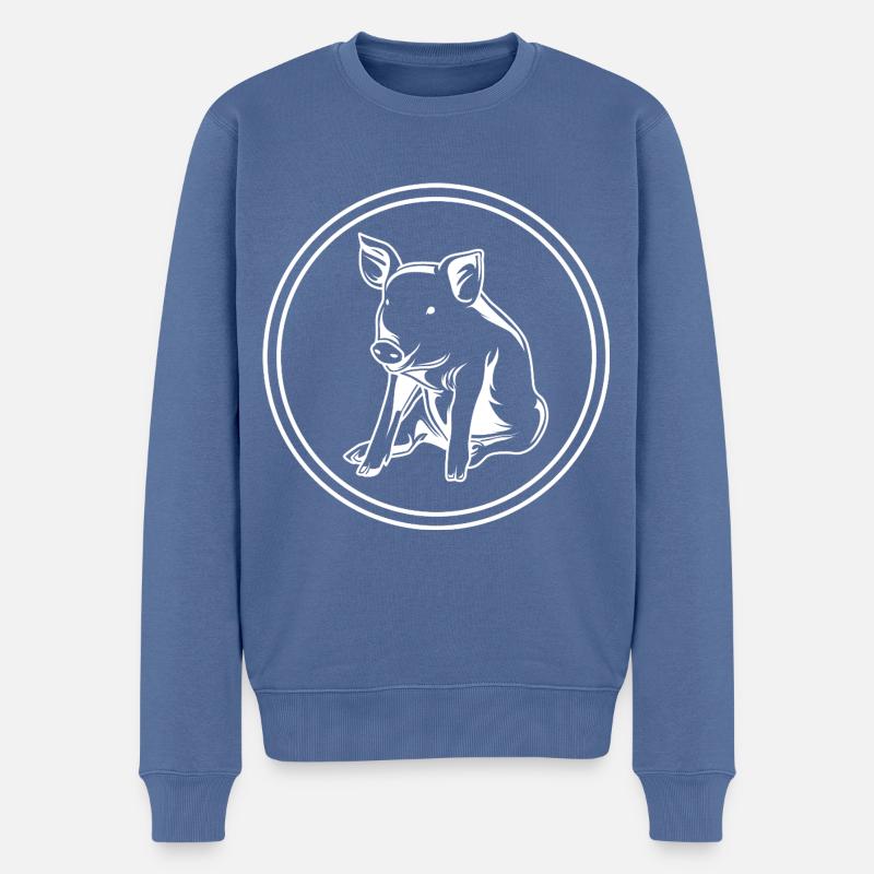 Schwein Tier - Männer Premium Bio Pullover - Taubenblau