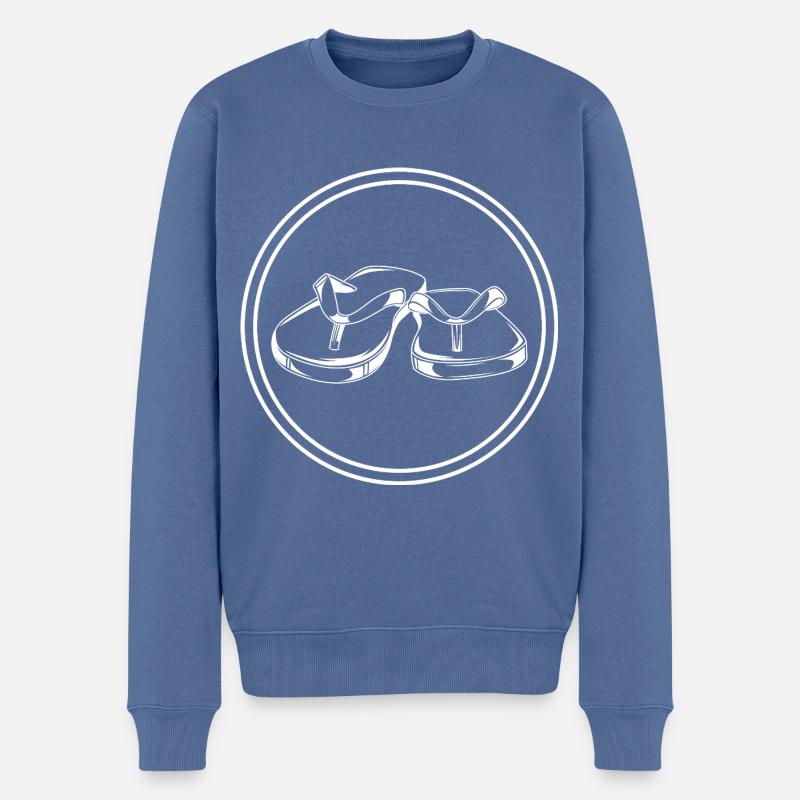 Badelatschen icon - Männer Premium Bio Pullover - Taubenblau