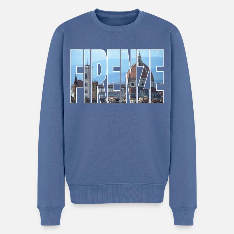 Florenz - Männer Premium Bio Pullover - Taubenblau