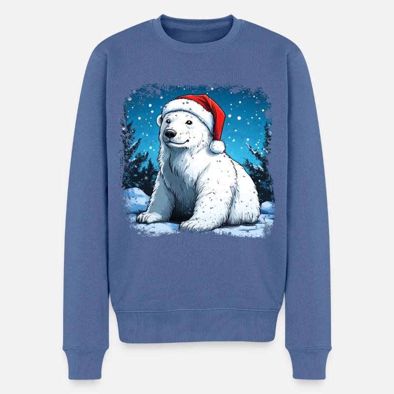 Weihnachtsmann Eisbär - Männer Premium Bio Pullover - Taubenblau