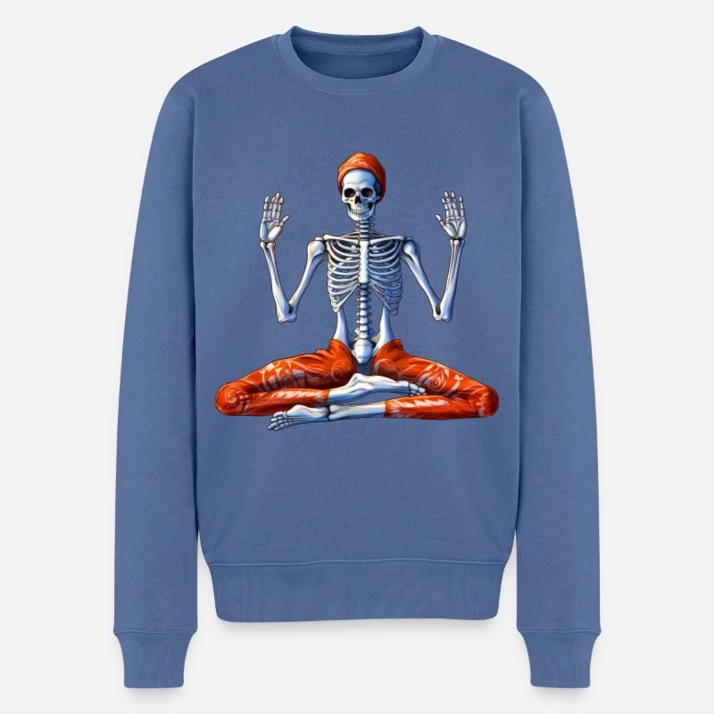 Yoga Skelett - Männer Premium Bio Pullover - Taubenblau