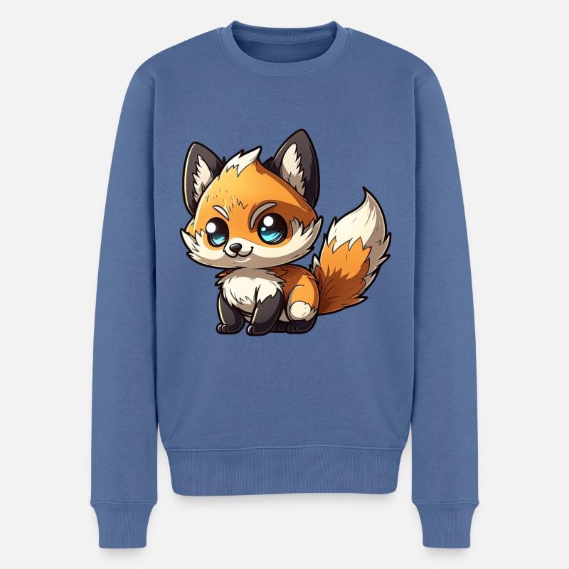 Mignon bébé renard chibi - Pull Premium bio Homme - bleu pigeon