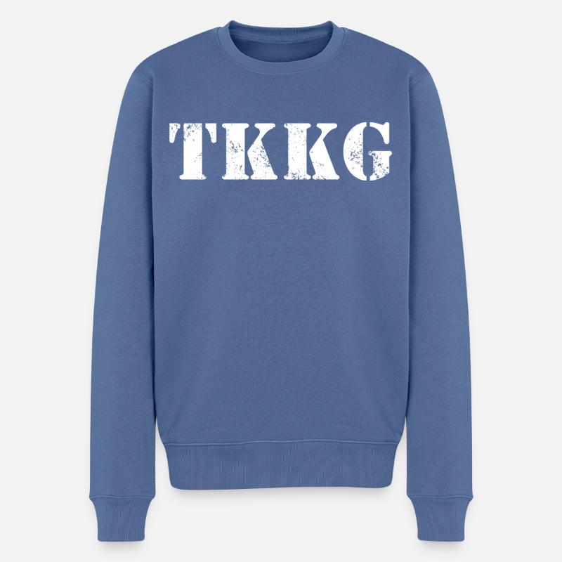 TKKG Logo Classic Schwarz - Männer Premium Bio Pullover - Taubenblau