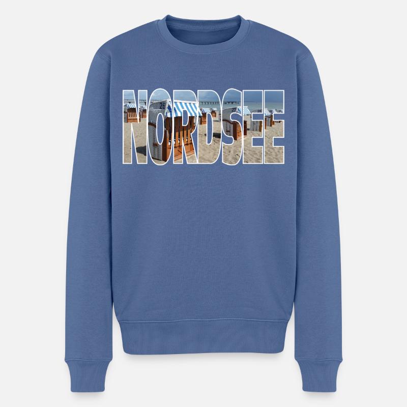 Nordsee - Männer Premium Bio Pullover - Taubenblau