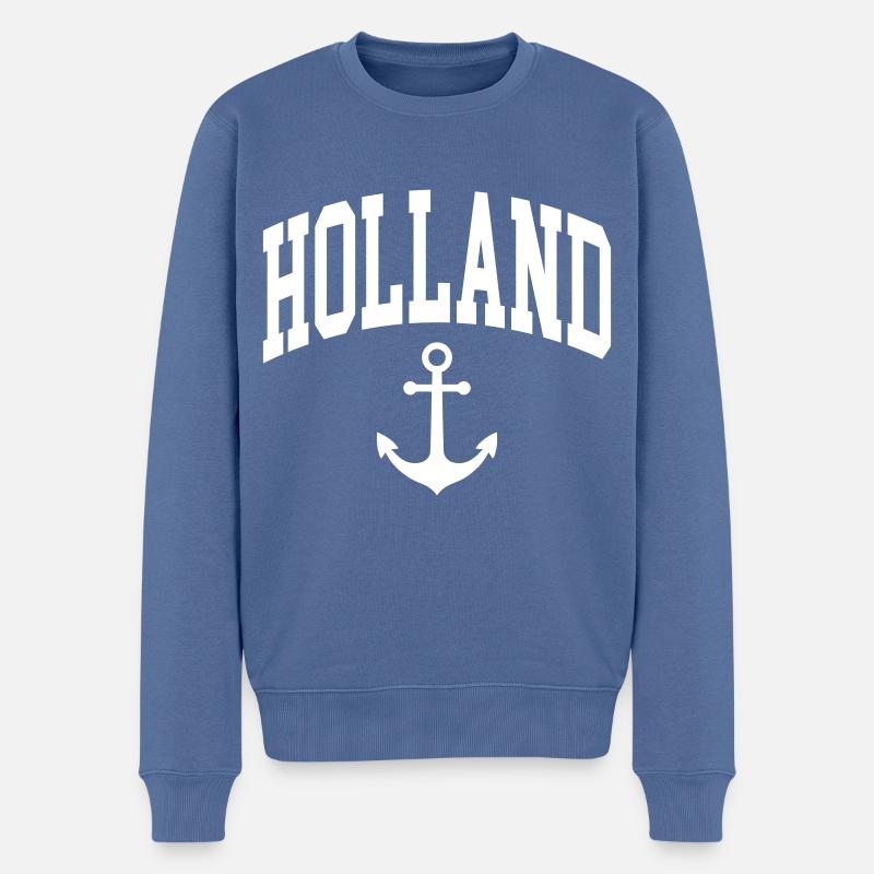 Holland Anker - Männer Premium Bio Pullover - Taubenblau