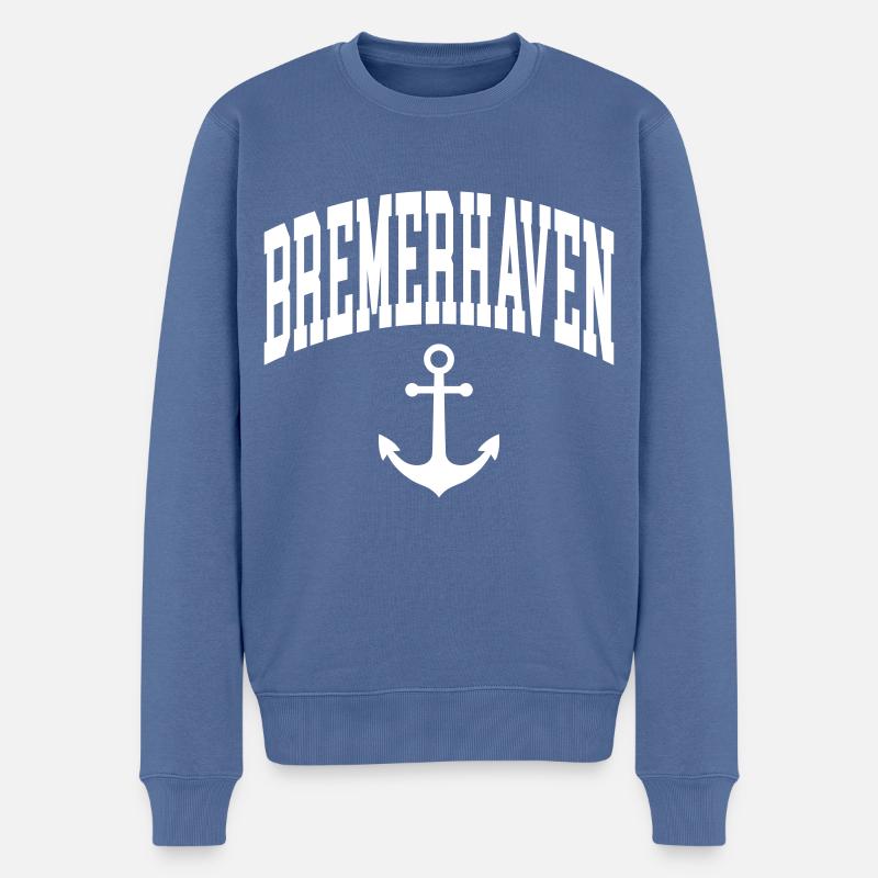 Bremerhaven - Männer Premium Bio Pullover - Taubenblau