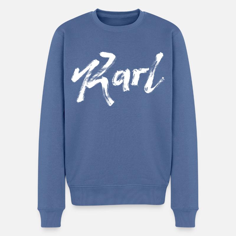 Karl - Männer Premium Bio Pullover - Taubenblau