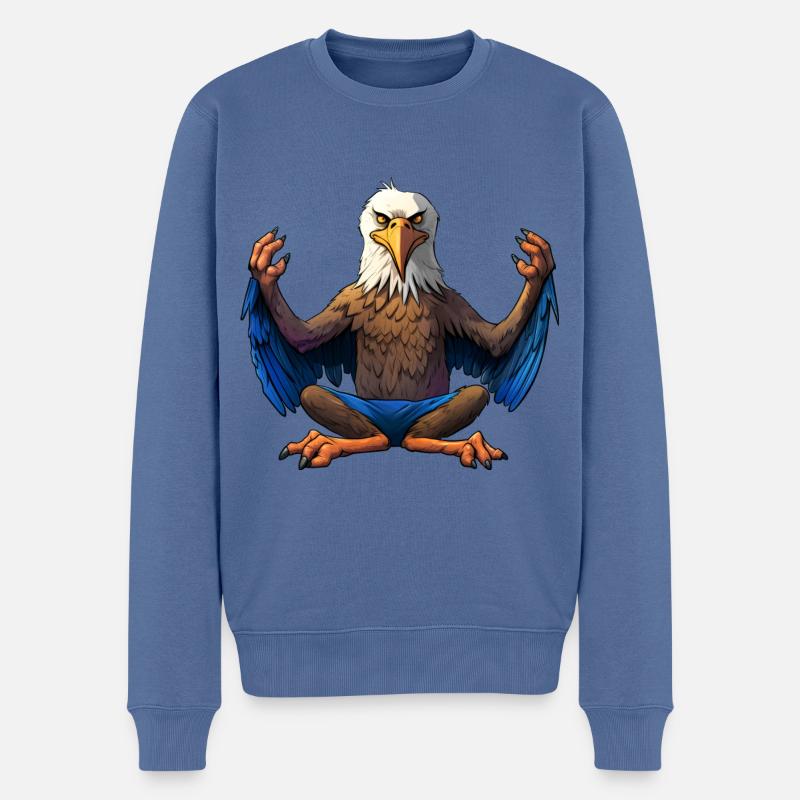 Adler Yoga - Männer Premium Bio Pullover - Taubenblau