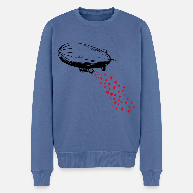 Regen der Herzen - Männer Premium Bio Pullover - Taubenblau