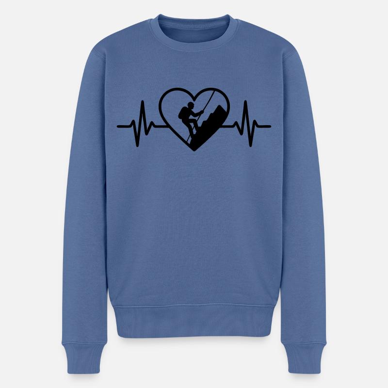 Bergsteigen Klettern Herz - Männer Premium Bio Pullover - Taubenblau