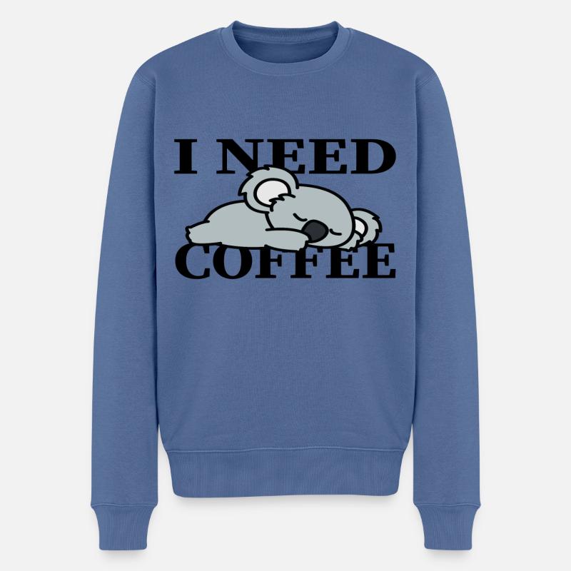 Lustiger ich brauch Kaffee Lustige Geschenkidee - Männer Premium Bio Pullover - Taubenblau