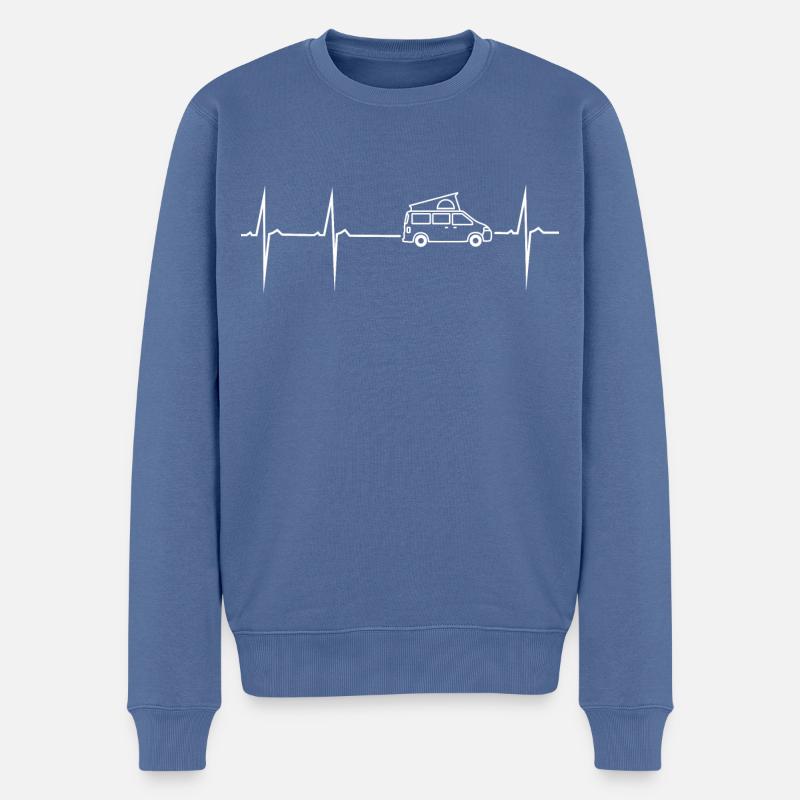 mein herz schlägt für campingbus mit aufstelldach - Männer Premium Bio Pullover - Taubenblau