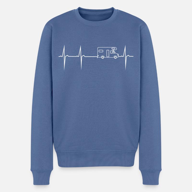 herzschlag wohnmobil alkoven - Männer Premium Bio Pullover - Taubenblau