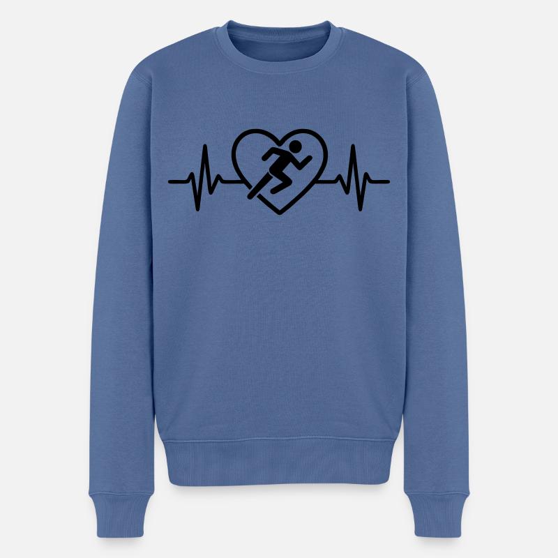 Leichtathletik Laeufer Sprint Herz - Männer Premium Bio Pullover - Taubenblau