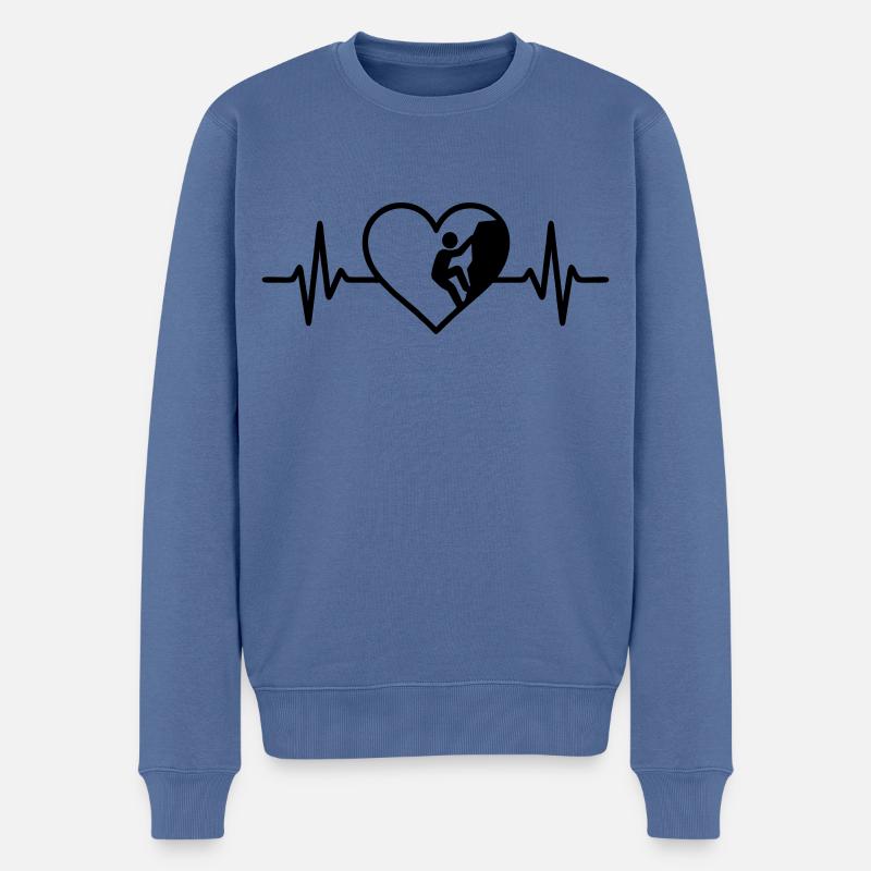 Klettern Sport Kletterer Herz - Männer Premium Bio Pullover - Taubenblau