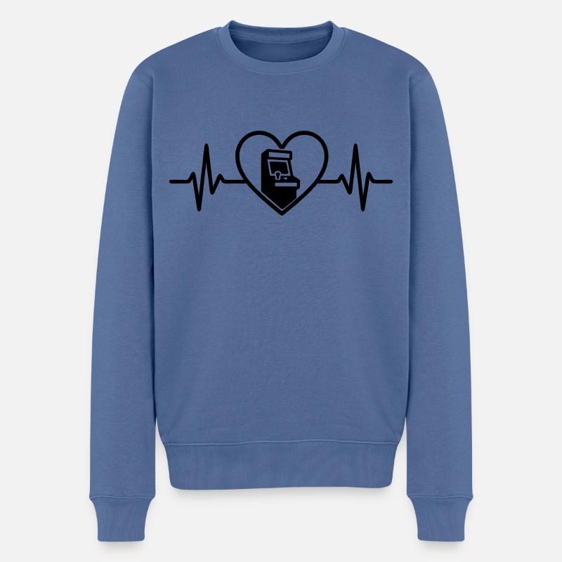 Herz Arcade Spielautomat Retro - Männer Premium Bio Pullover - Taubenblau
