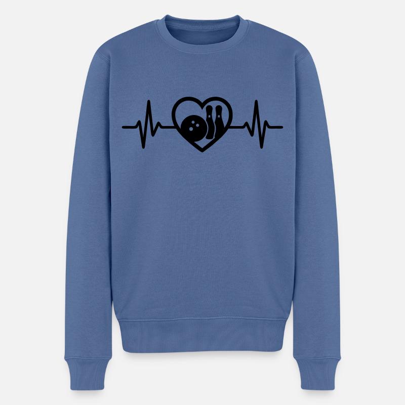 Herz Bowling Kegel Kugel - Männer Premium Bio Pullover - Taubenblau