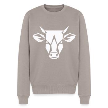 Bull Polygon - Agriculture Design - Men's Premium Organic Jumper - taupe - Front - Nico (187cm)