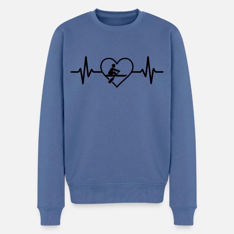 Rudern Ruderer Herz - Männer Premium Bio Pullover - Taubenblau