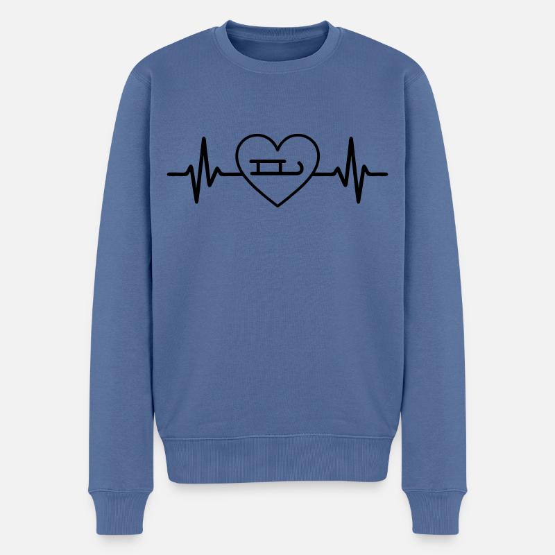 Rodeln Wintersport Herz - Männer Premium Bio Pullover - Taubenblau