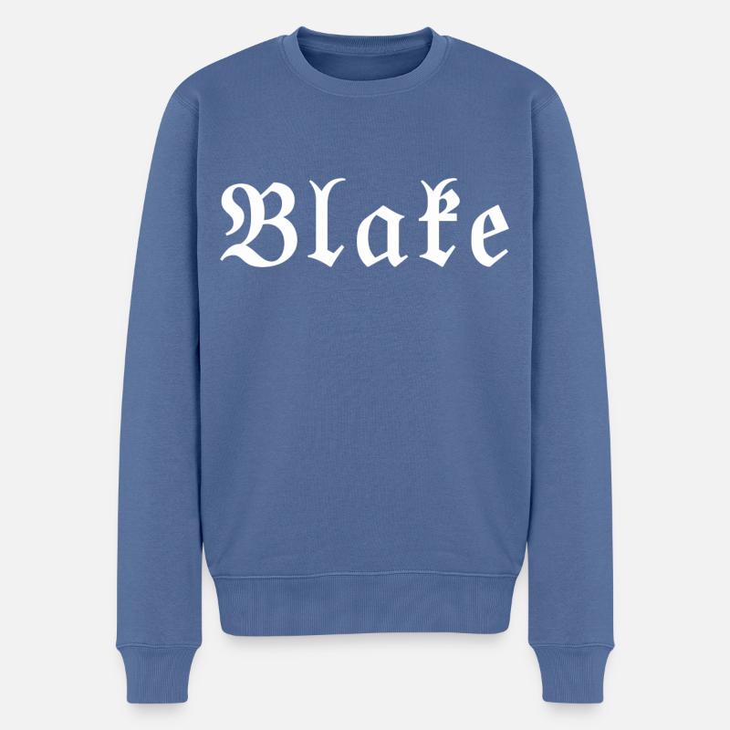 Blake White - Männer Premium Bio Pullover - Taubenblau