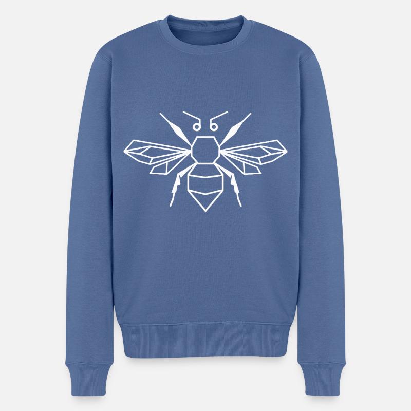 Abeille géométrique – Polygone Animal Design - Pull Premium bio Homme - bleu pigeon