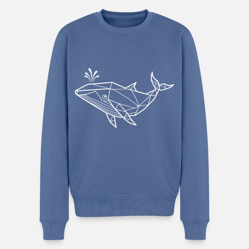 Wal Polygon – Minimalistisches Meerestier Design - Männer Premium Bio Pullover - Taubenblau