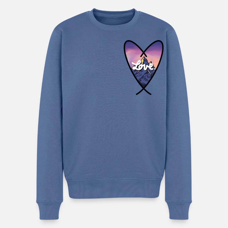 Mountain Love - Männer Premium Bio Pullover - Taubenblau