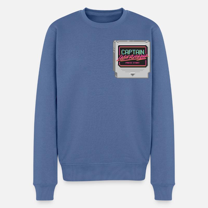 Captain Laserhawk Spielkarte Press Start - Männer Premium Bio Pullover - Taubenblau