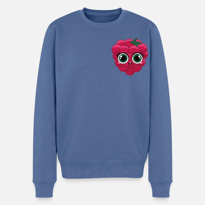 Rubin-Himbeere - Männer Premium Bio Pullover - Taubenblau