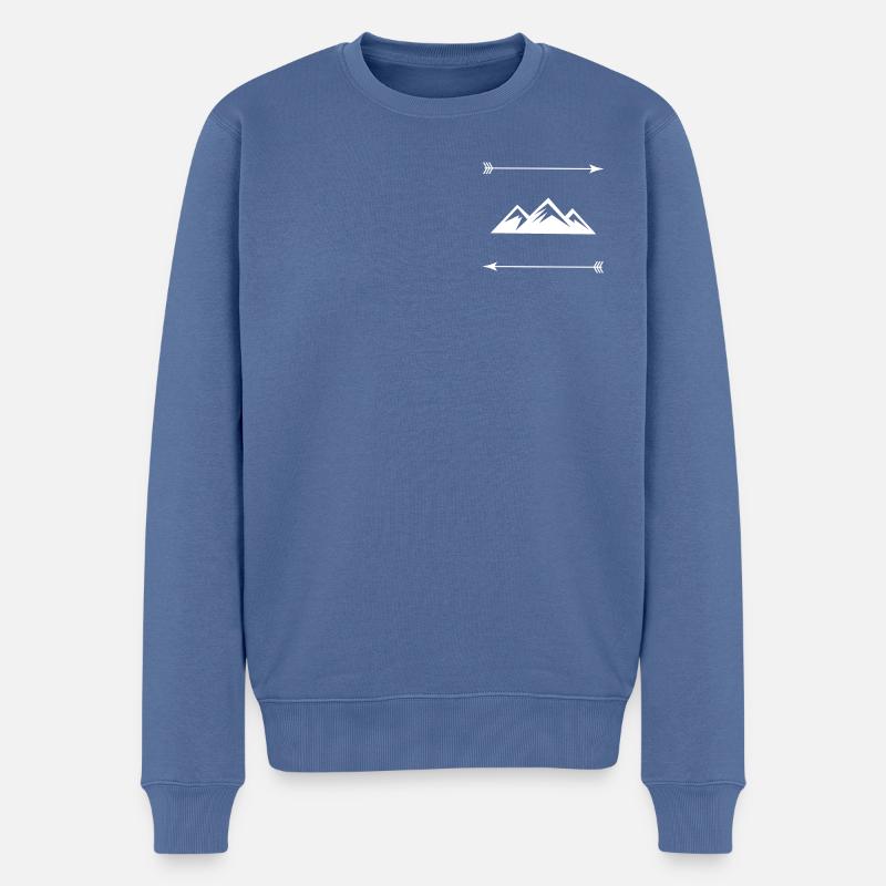 Montagne avec flèches - Pull Premium bio Homme - bleu pigeon
