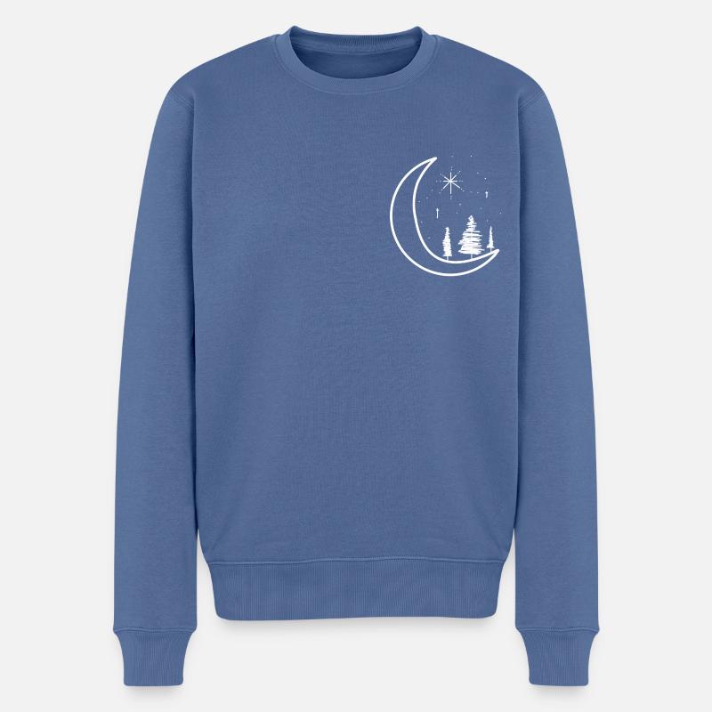 Mond Sterne Tannen - Männer Premium Bio Pullover - Taubenblau