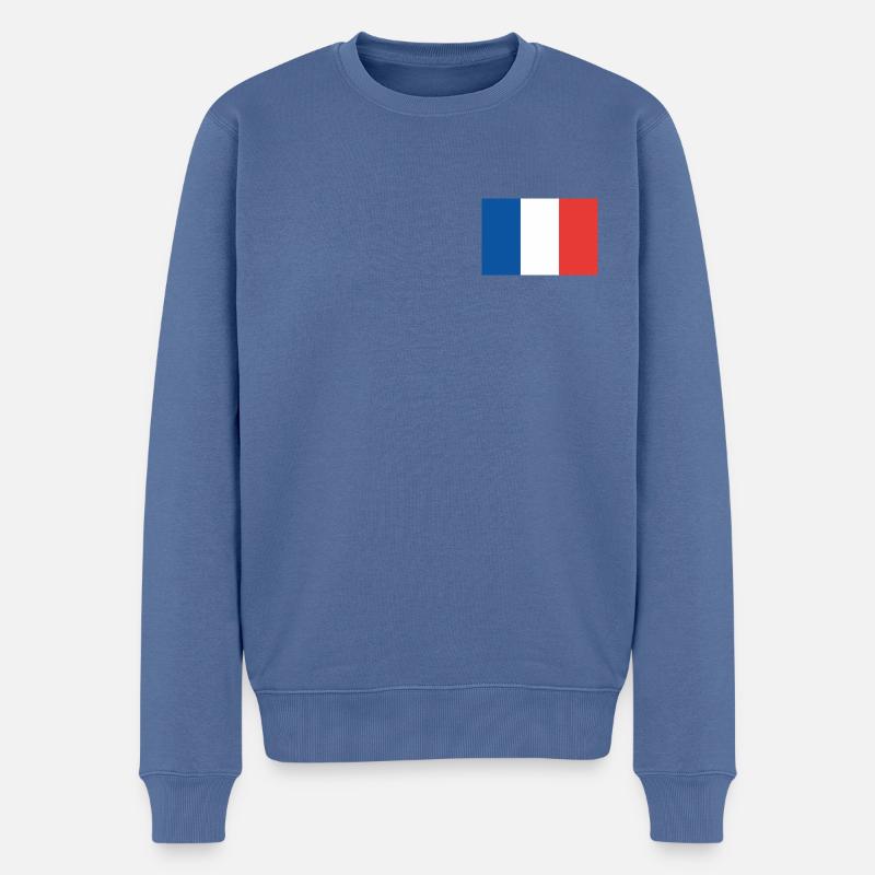 DRAPEAU FRANÇAIS - Pull Premium bio Homme - bleu pigeon
