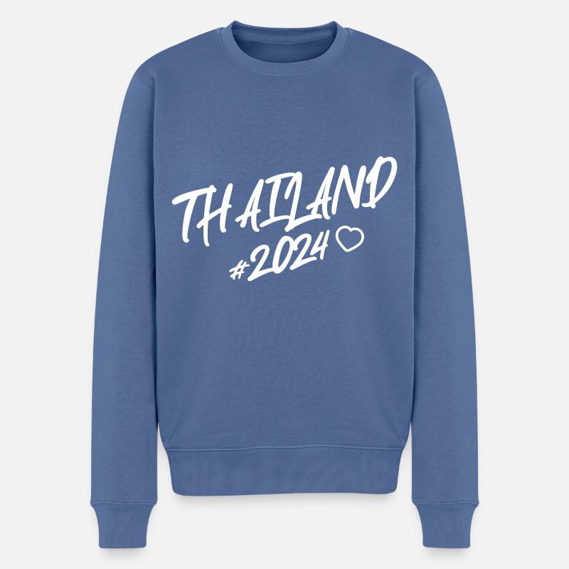 Thaïlande 2024 Coeur - Pull Premium bio Homme - bleu pigeon
