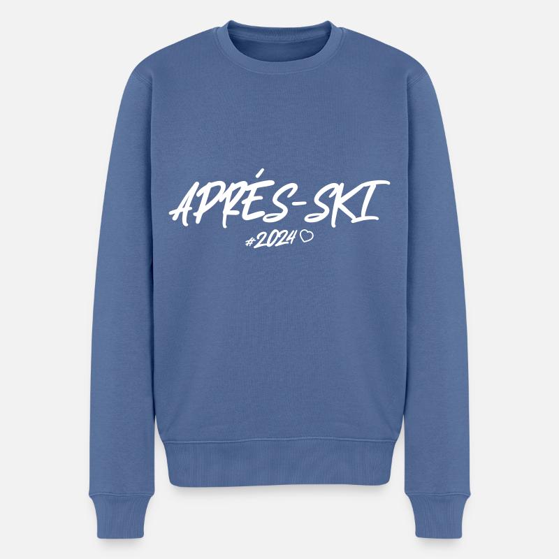 Apres Ski 2024 Herz - Männer Premium Bio Pullover - Taubenblau