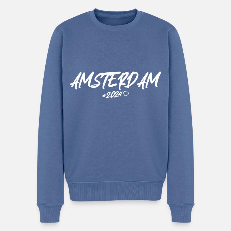Amsterdam 2024 Herz - Männer Premium Bio Pullover - Taubenblau