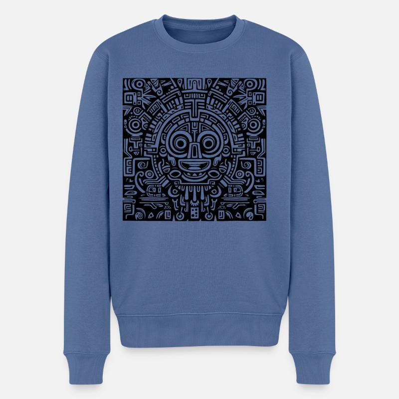 Inca, Aztèque, Maya motif, oeuvre noire - Pull Premium bio Homme - bleu pigeon