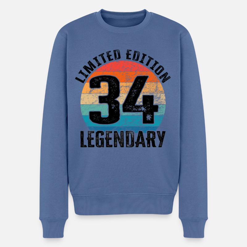 Joyeux anniversaire - 34e anniversaire - Pull Premium bio Homme - bleu pigeon