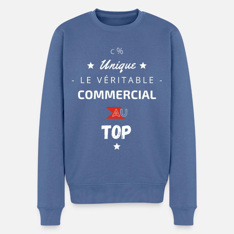 Le Véritable commercial au top - Pull Premium bio Homme - bleu pigeon