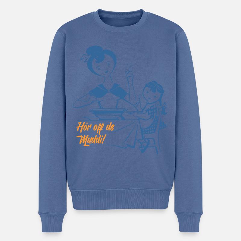 Hör off de Muddi (Mundart-Retro-Edition) - Männer Premium Bio Pullover - Taubenblau