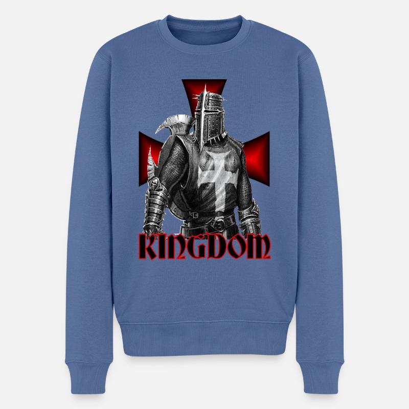 Kreuzritter Mittelalter Design - Männer Premium Bio Pullover - Taubenblau